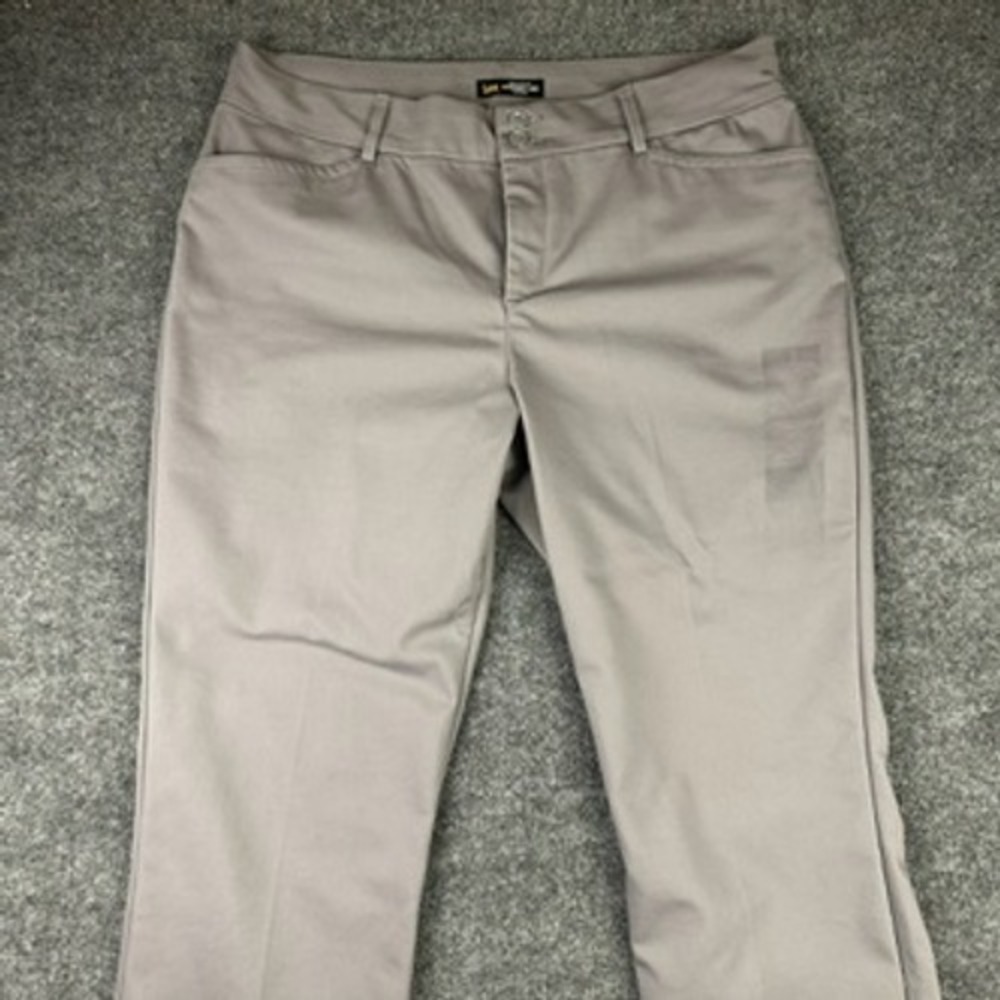 Lee Pants Women 16M Gray Secretly Shapes Straight Leg Career Casual Trousers
